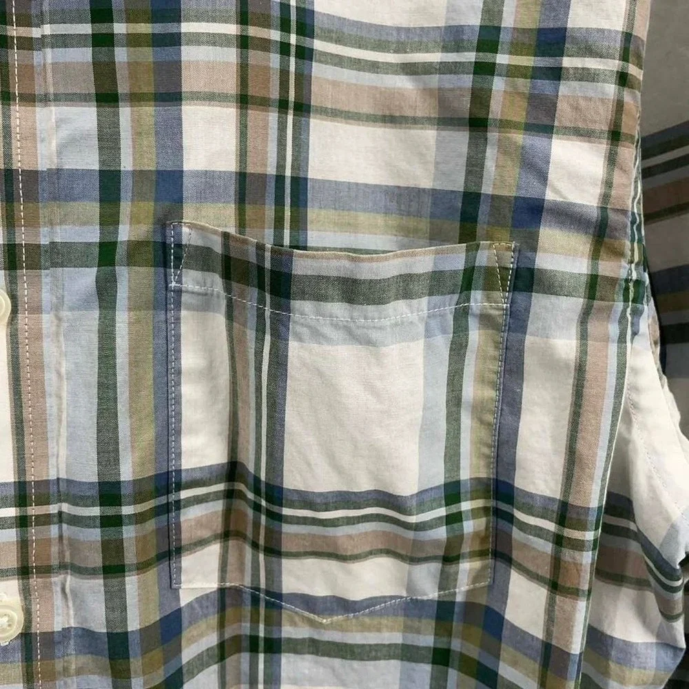 Vintage Earth Tone Plaid Button Down Mens Small Shirt‎ Cabincore Preppy Dadcore